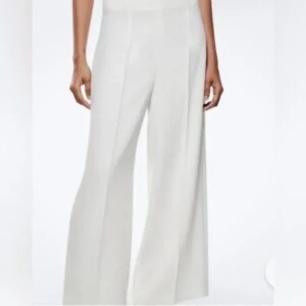 Zara Wide Leg Cropped Cream Colored Pants - Picture 3 of 10